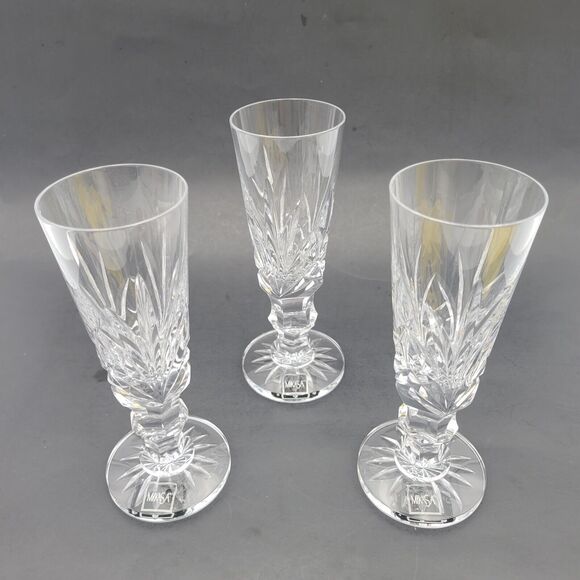 Set Of 3 Vtg Mikasa Crystal EMPEROR Water/Wine Goblet Stems Discontinued Rare main image 4